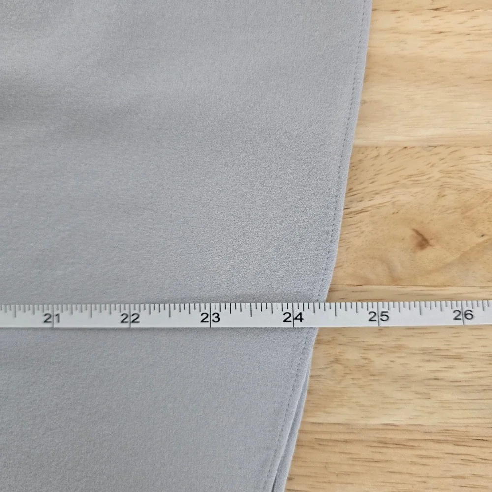 Eileen Fisher Light Blue Crepe Ruffle Bell Sleeve Blouse‎ XS Round Neck Keyhole